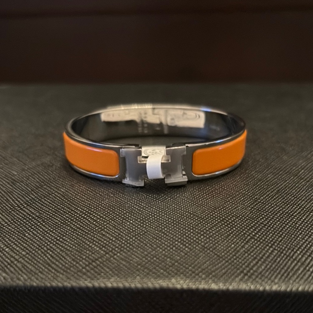 Designer Orange and Silver H Bangle